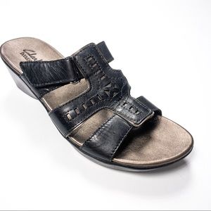Clark’s Leather Sandal Wedges Black